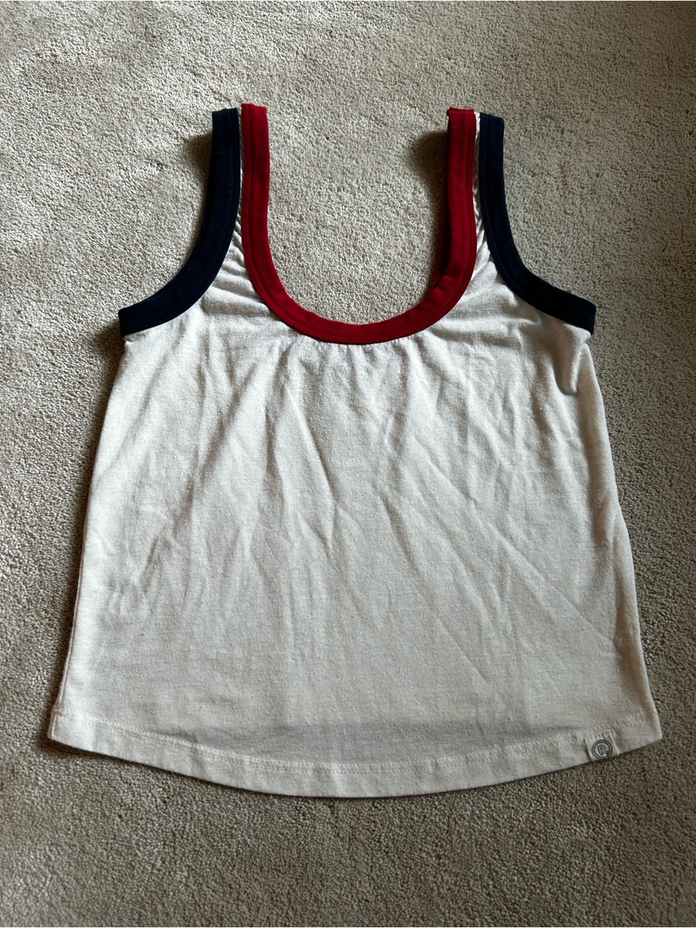 Marine Layer White Tank with Red & Navy Trim